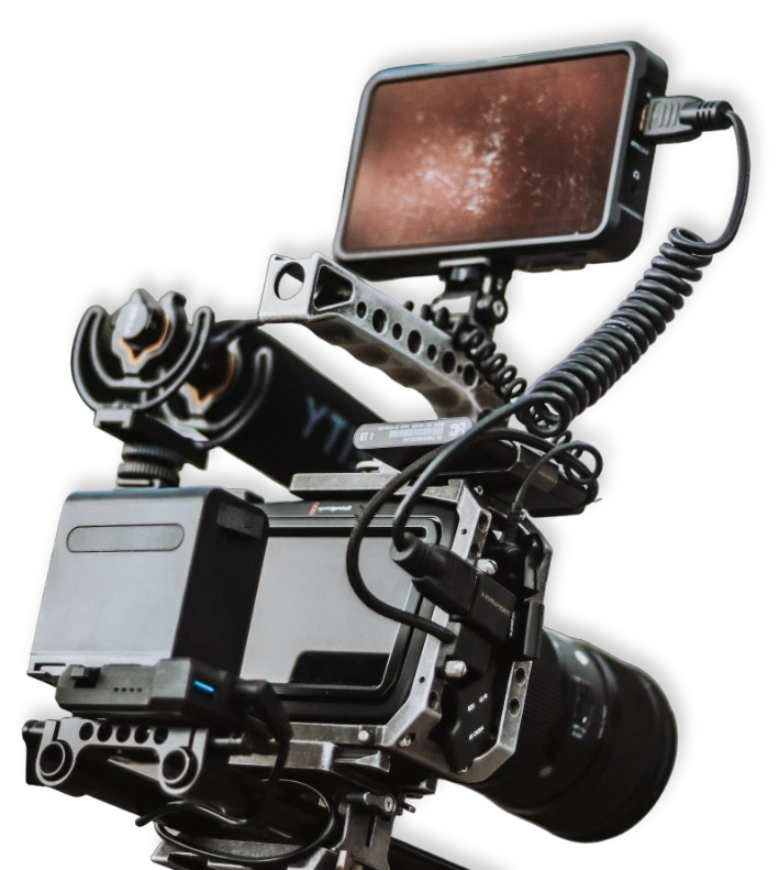 A camera with a screen and some wires attached to it